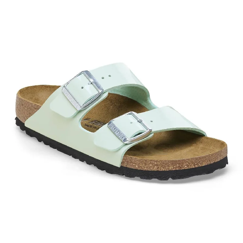 Travel-Friendly Footwear Promotion Women's Arizona Birko-Flor Sandal - Narrow Width In Patent Surf Green