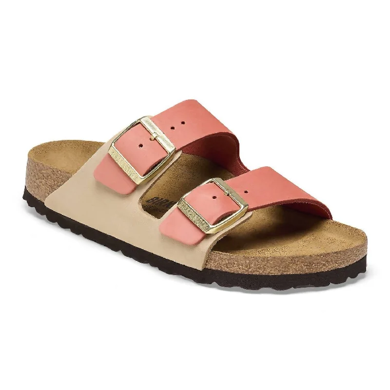 Comfortable Breathable Running Shoes Women's Arizona Nubuck Leather Sandal - Narrow Width In Mars Red/sandcastle