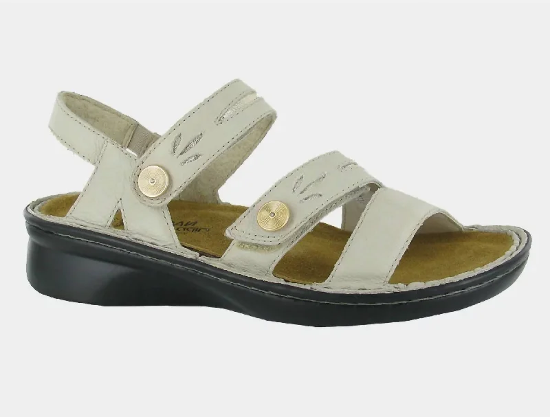 Statement Boots Offer Women's Cadence Leather Sandal In Soft Ivory/radiant Gold
