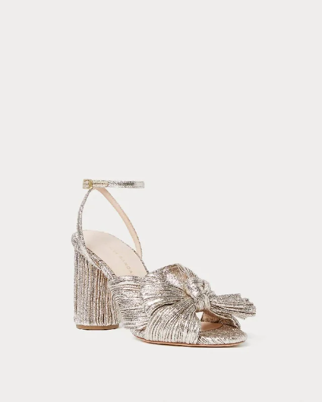 Limited Time Deal Women's Camellia Pleated Bow Heel In Champagne