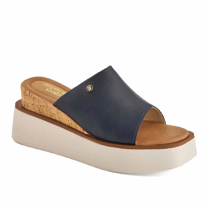 Statement Boots Offer Women's Casual Wedge Platform Sandals In Navy