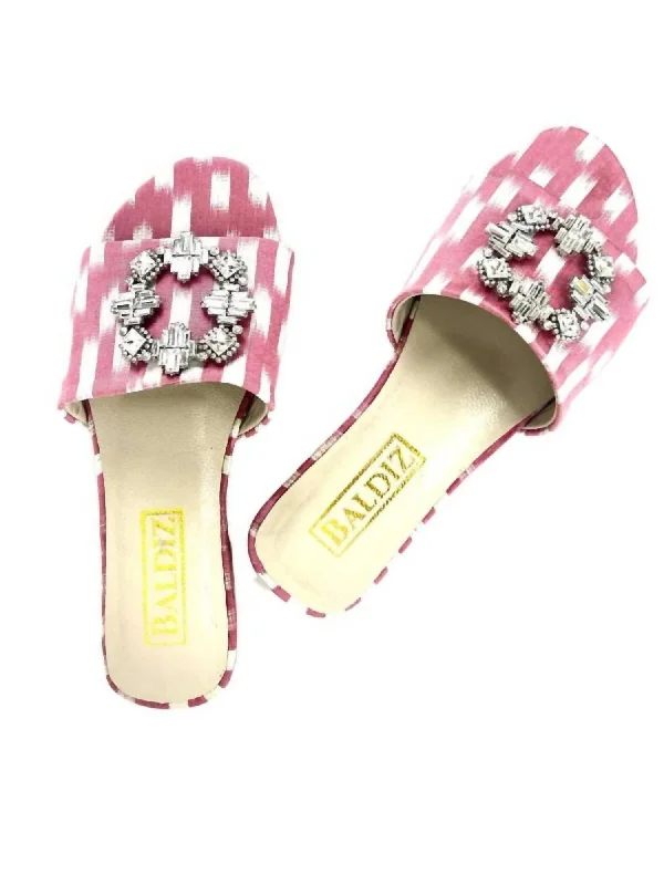 Modern Flat Shoes Offers Women's Cocktail Slide Sandal In Pink