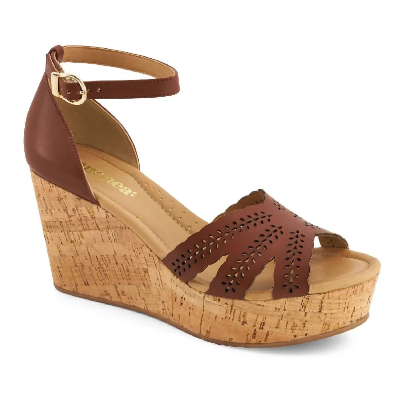 Street-Ready Casual Shoes Women's Cork Wedge Espadrilles Sandal In Brown