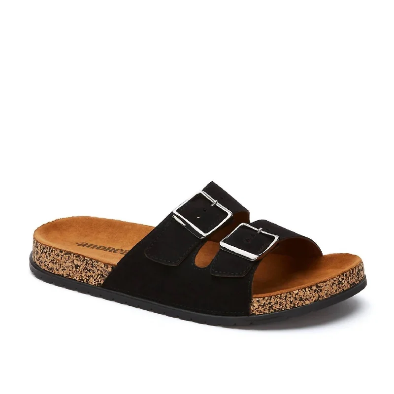 Effortless Slip-On Shoes Women's Double Buckle Strap Sandals In Black