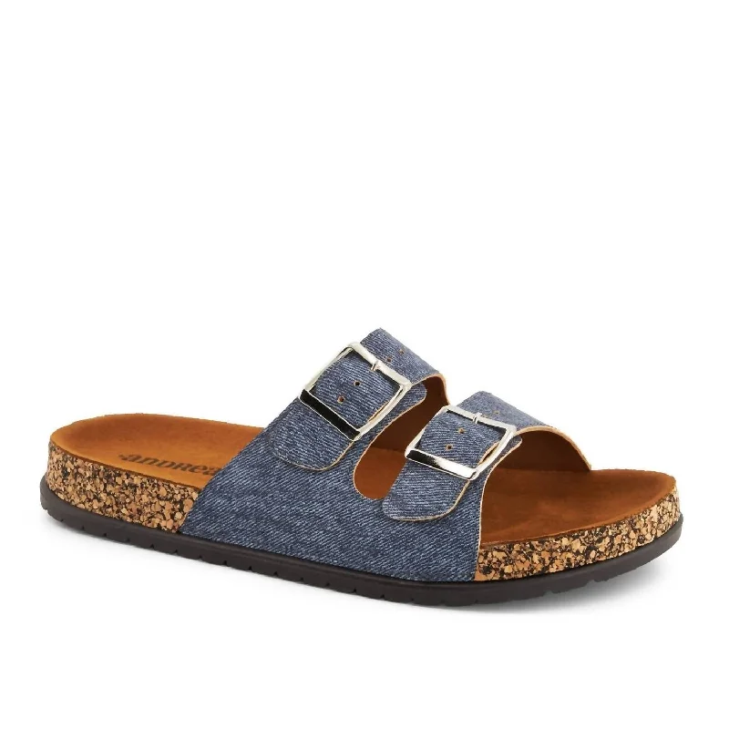 Pastel Styles Women's Double Buckle Strap Sandals In Denim