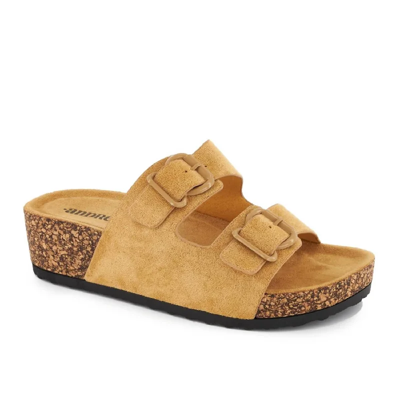 Budget-Friendly Fashion Women's Double Strap Footbed Platform Sandals In Beige