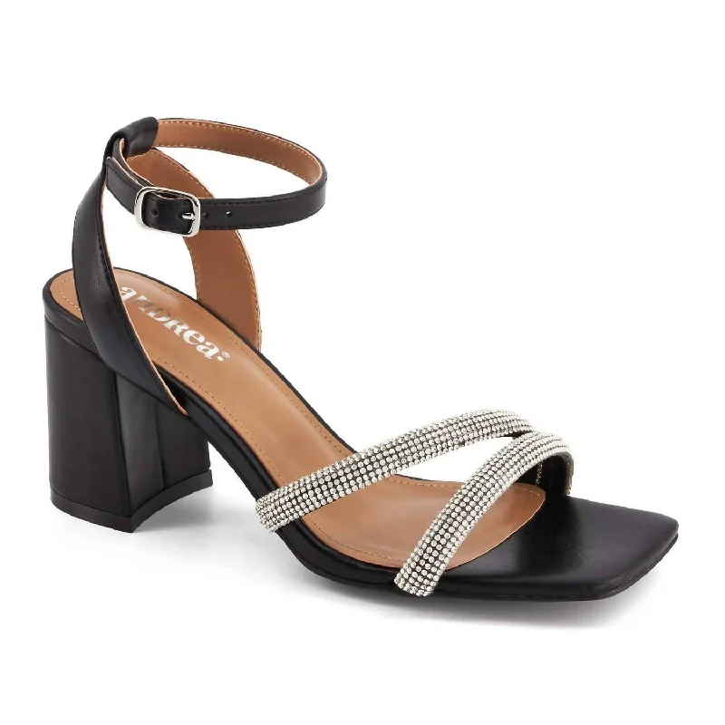 Everyday Fashion Shoes Women's Exclusive High Heels Sandals With Rhinestones Straps In Black