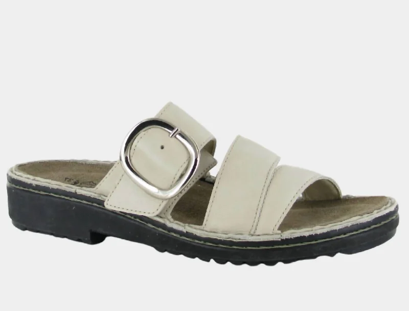 Comfortable Fashionable Shoes Women's Frey Slide Sandal In Soft Ivory Leather