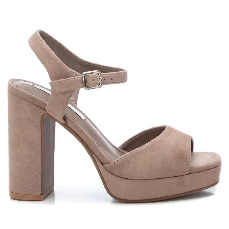 Exclusive Sale Women's Heel Suede Sandals In Beige