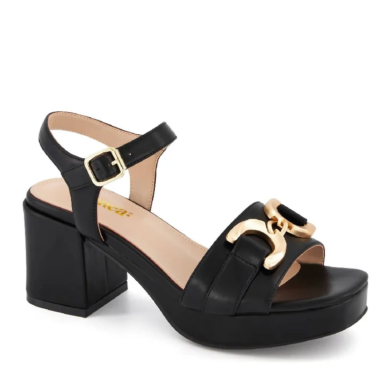 Bold Fashion Footwear Women's High Heel Ankle Strap Sandal In Black