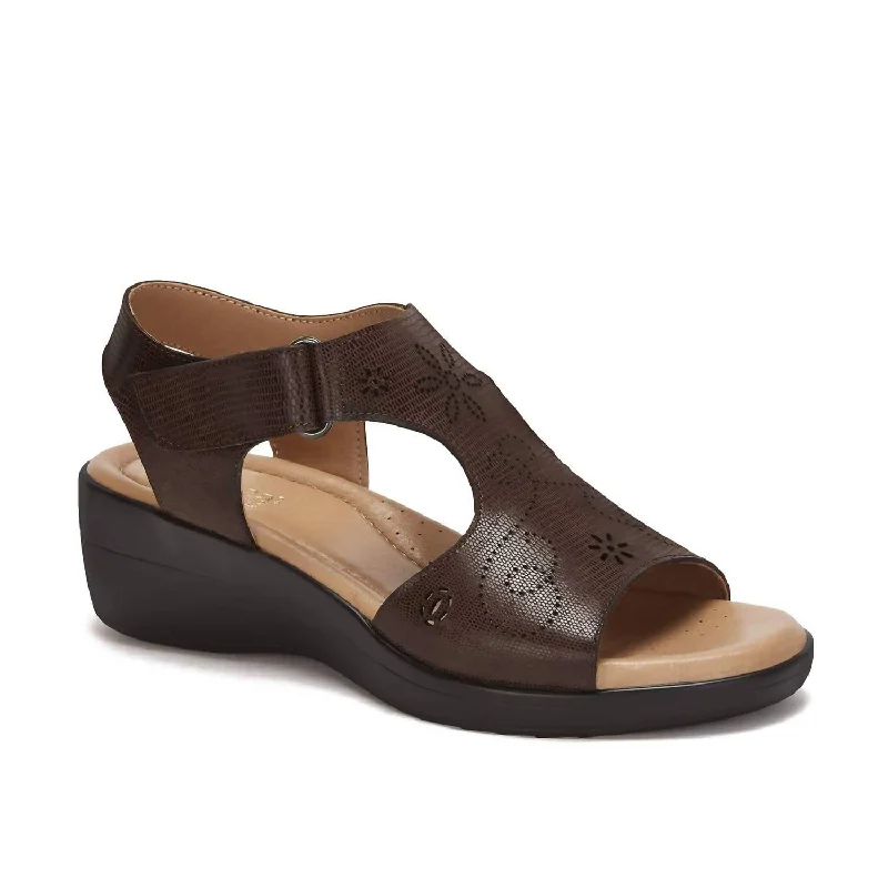Exclusive Sale Women's Leather Wedge Sandals With Plush Footbed In Brown