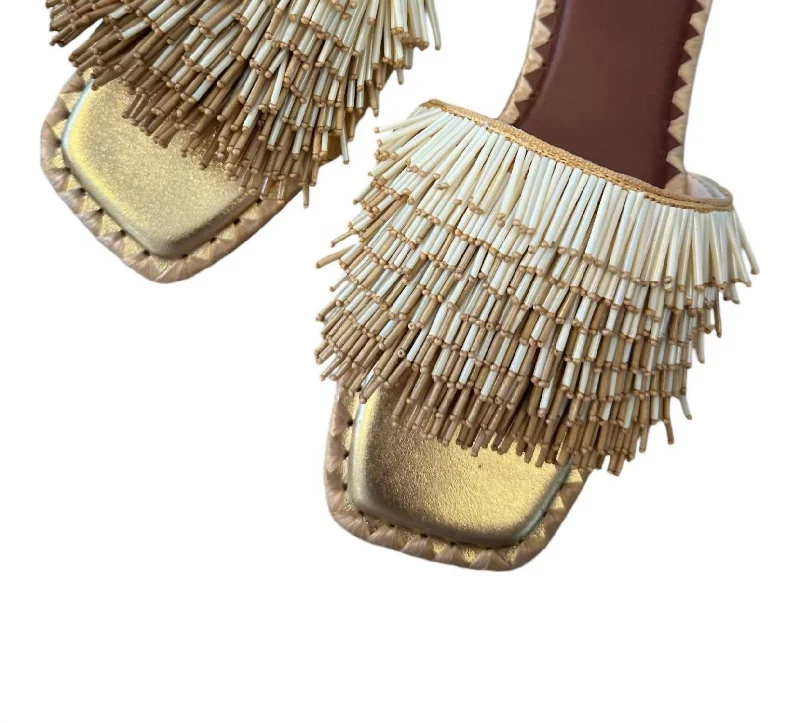 New In This Season Women's Leonie Beaded Flat Sandals In Gold