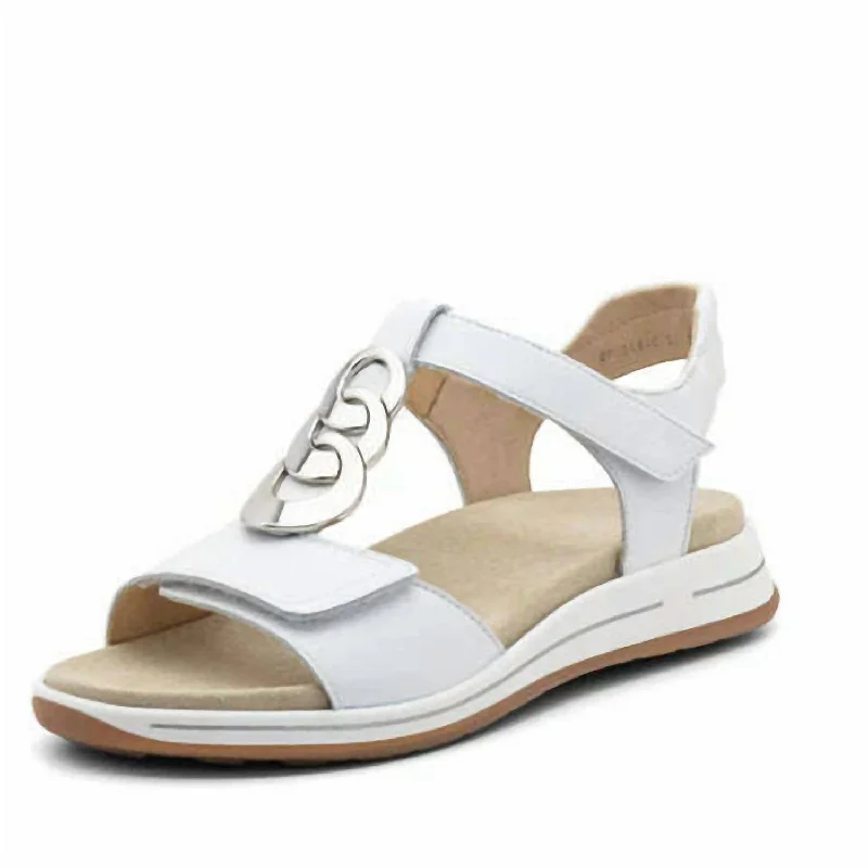 Seasonal Trends Women's Oregon Medallion Double Adjustable Sandal In White Leather