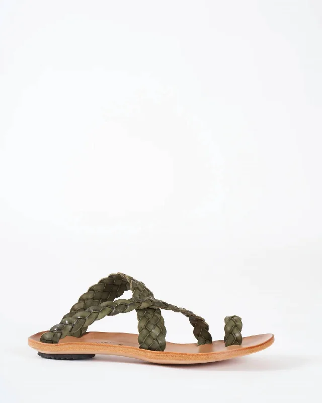 Elegant Style Women's Revival Sandals In Green Braid/natural Sole