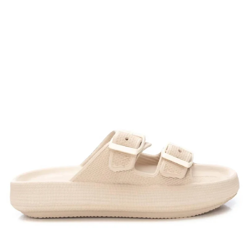 Casual Chic Women's Rubber Flat Sandals In Beige