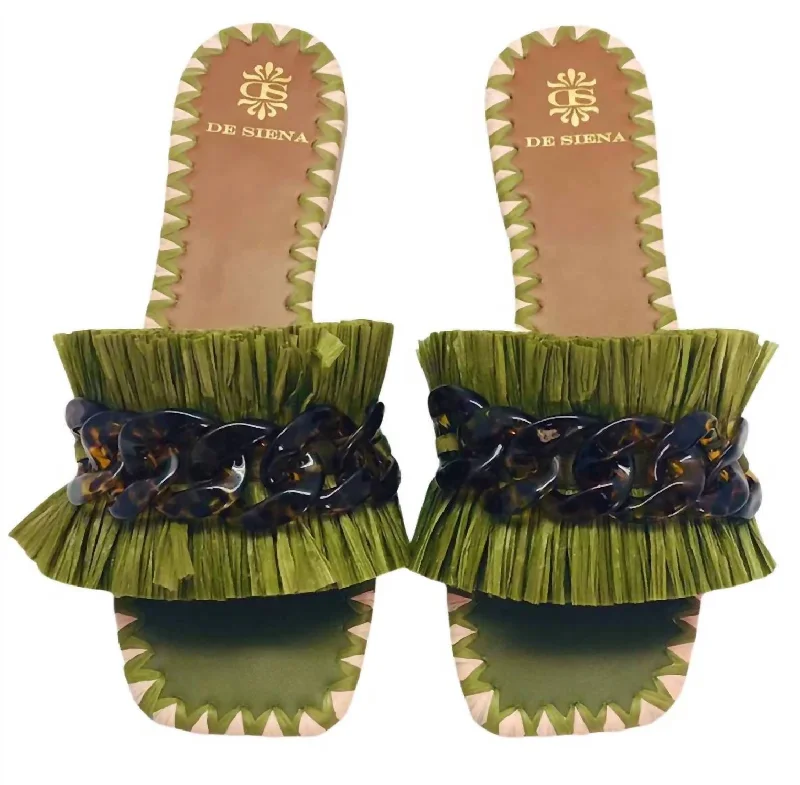 Swimwear Summer Blowout Women's Sabaudia Raffia Flat Sandals In Green