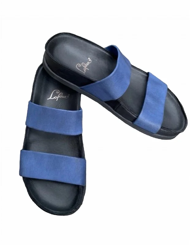 Limited Time Deal Women's Stretch Leather Sandal In Inky Blue