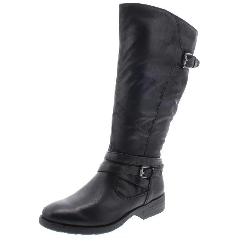 Catch Every Fashion Trend Alysha Womens Faux Leather Tall Riding Boots