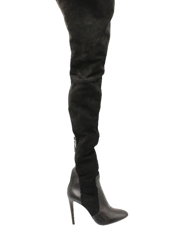 Comfortable Women's Shoes Aquazzura All I Need 105 Over-the-Knee High-Heel Boots in Black Suede