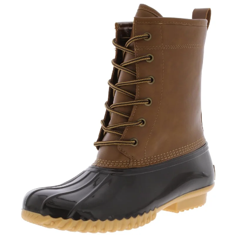 Discount Extravaganza Ariel Womens Faux Leather Ankle Rain Boots