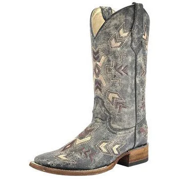Stylish Savings Corral Women's Distressed Arrowhead Square Toe