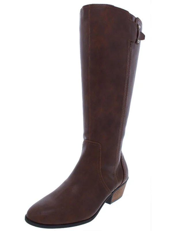 Vintage Boots Deals Brilliance Womens Wide Calf Faux Leather Riding Boots
