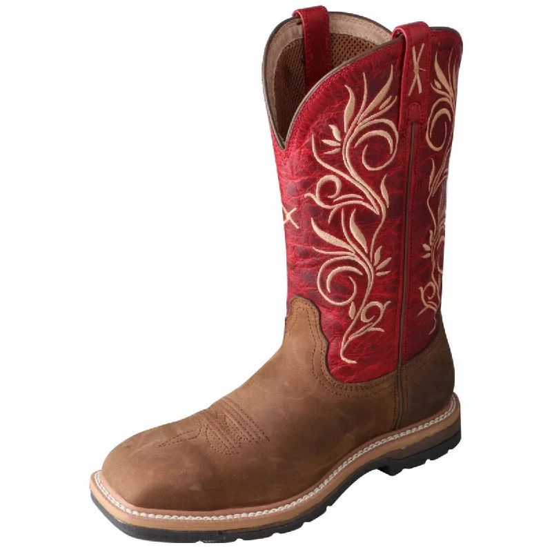 Hot Trends Twisted X Women's Bomber/Red 11" Steel Toe Work Boot