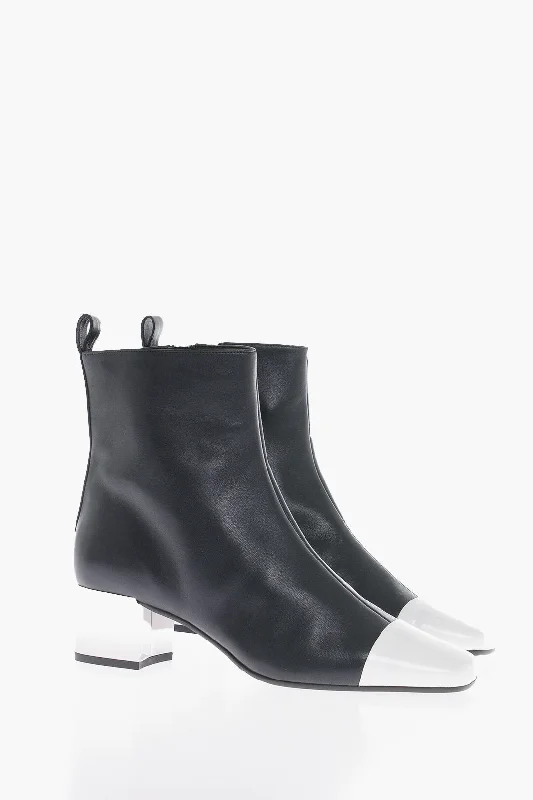 Comfortable Outdoor Shoes Carel Paris Leather Ankle Boots With Contrasting Details Heel 5Cm Comfortable Outdoor Shoes Carel Paris Leather Ankle Boots With Contrasting Details Heel 5Cm