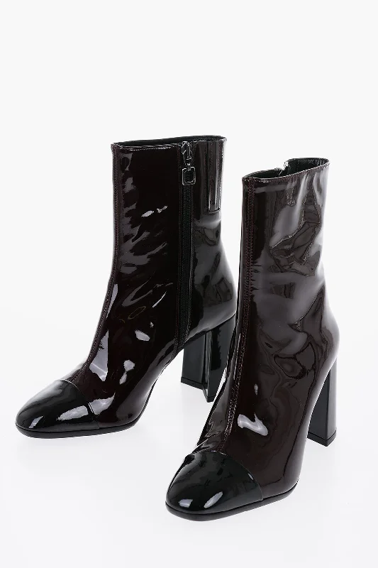 Sophisticated Style Offers Carel Paris Patent Letaher Ankle Boots With Heel 8,5Cm