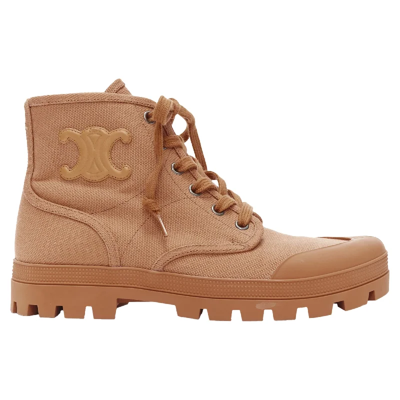 Must-Have Style Discounts Celine Patapans Triomphe canvas leather patch lace up combat boots