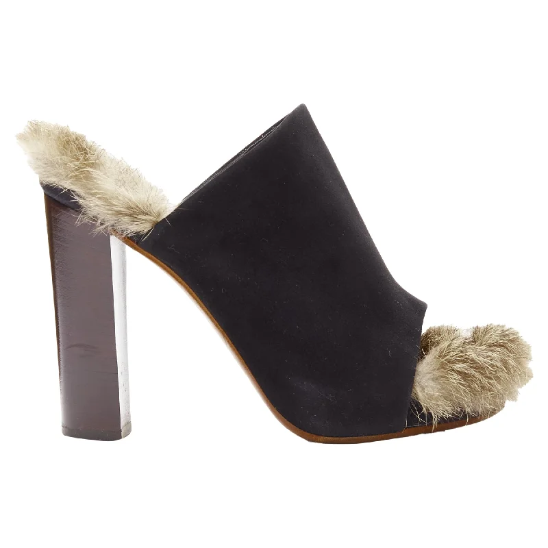 Non-Slip Work Shoes Sale Celine Phoebe Philo suede fur mules