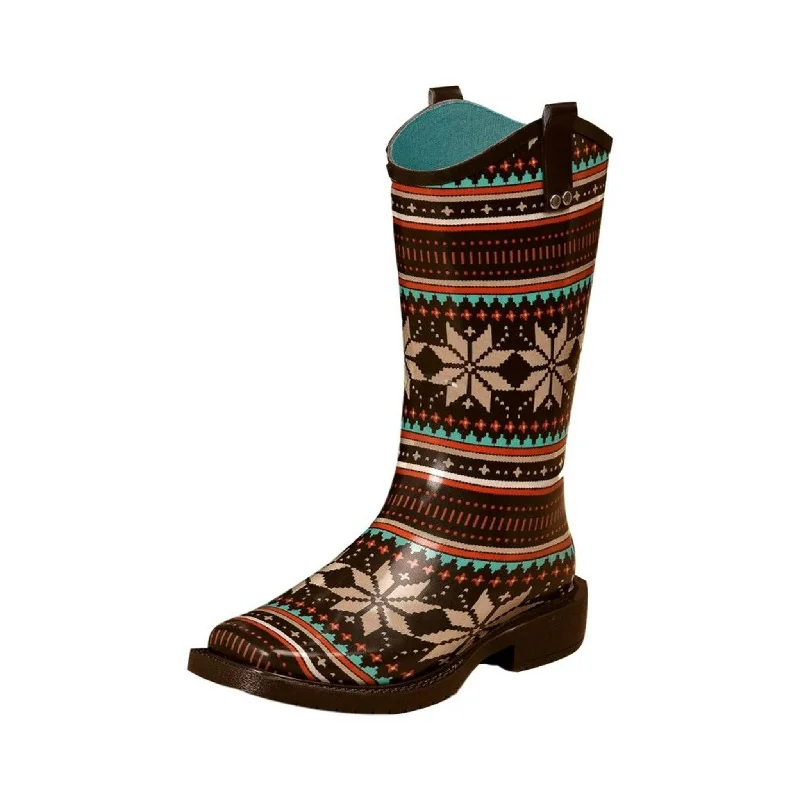 Limited-Time Shoe Deals Blazin Roxx Chocolate/Turquoise Rubber Boots