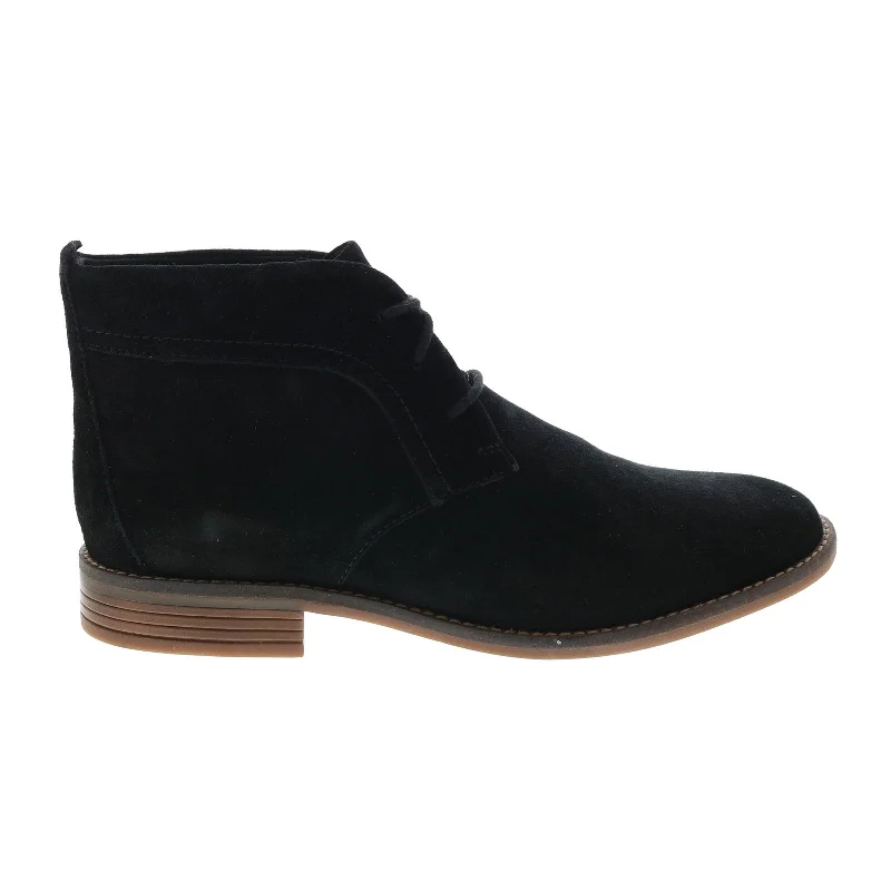 Comfortable Everyday Shoes Clarks Camzin Grace 26153053 Womens Black Wide Suede Ankle & Booties Boots