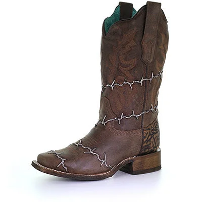 Forward Trendsetter Corral Women's Brown Barbed Wire Woven Boots