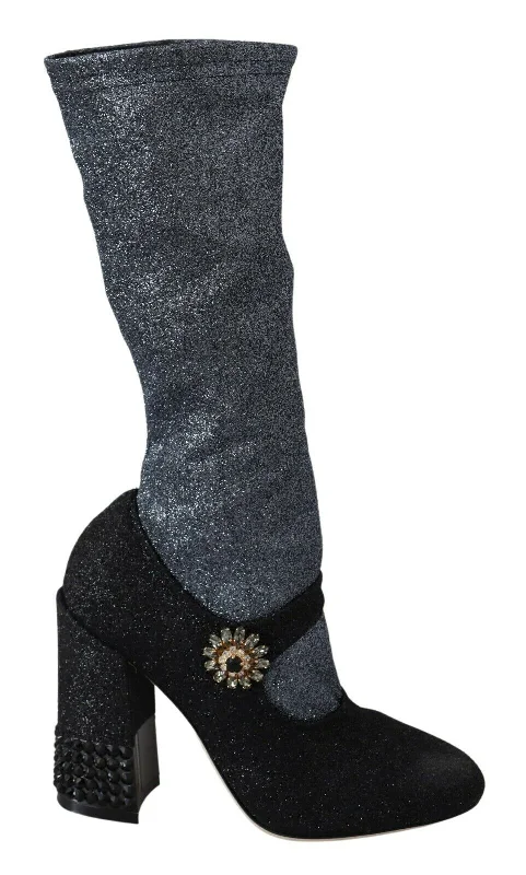 Slip-On Shoes Promotion Dolce & Gabbana Glamorous Crystal-Embellished Women's Booties