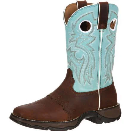 Travel-Friendly Footwear Promotion Durango Women's Brown and Powder Blue Square Toe