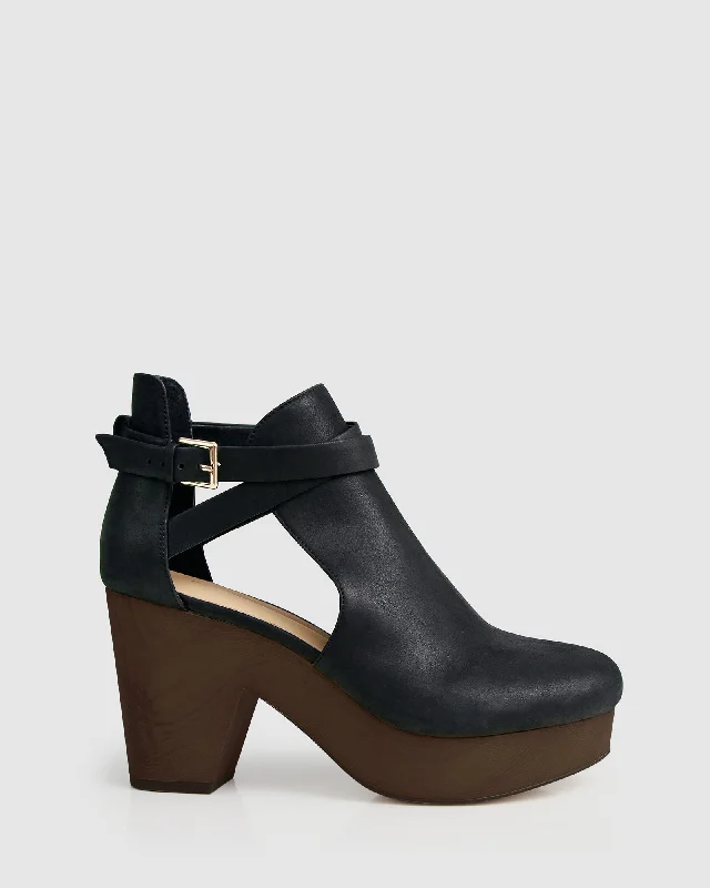 Trend Forward Threads Fearless Clog Ankle Boot - Black/Chocolate