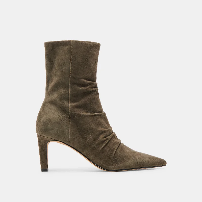 Statement Footwear Discount FERNLY WIDE CALF BOOTS ARMY SUEDE