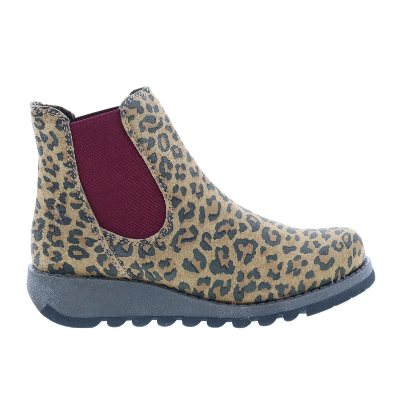 Women's Flexible Sole Shoes Fly London Salv SALV195FLY-041 Womens Brown Nubuck Slip On Chelsea Boots