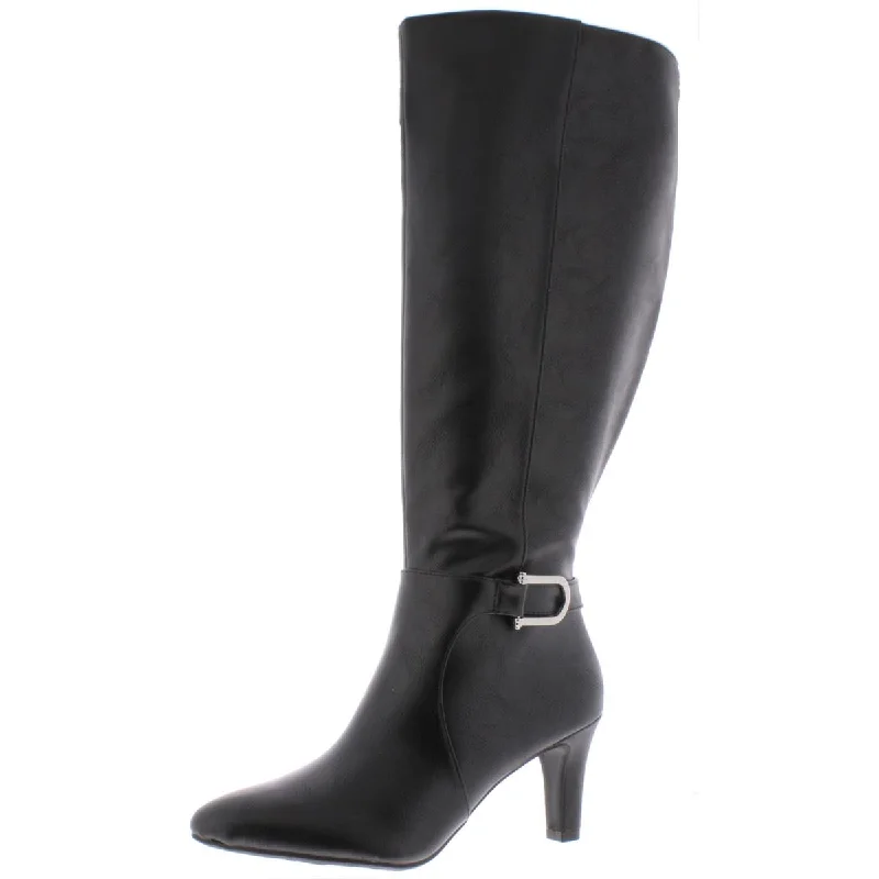 Seasonal Fashion Galina Womens Faux Leather Wide Calf Knee-High Boots