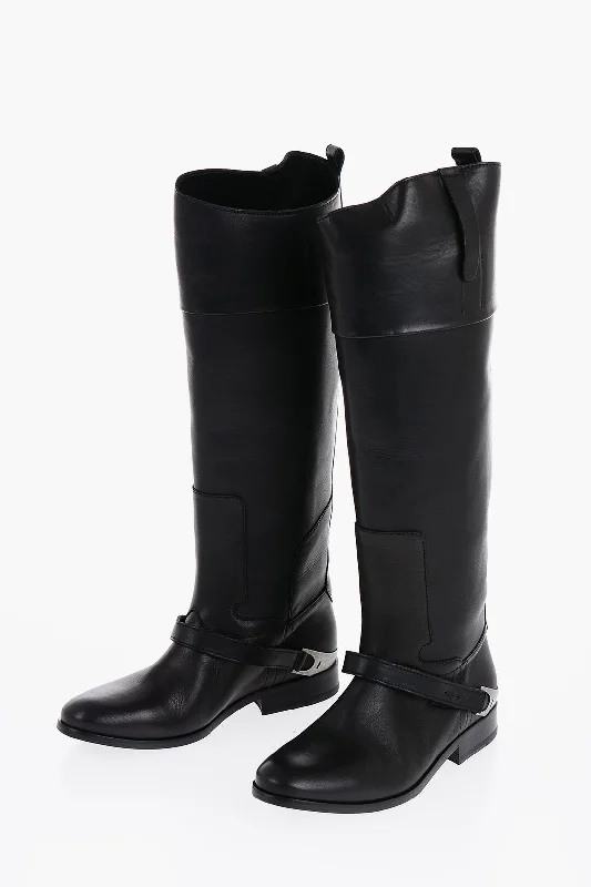 Sporty Fashion Offers Golden Goose Solid Color Leather Charlie Boots