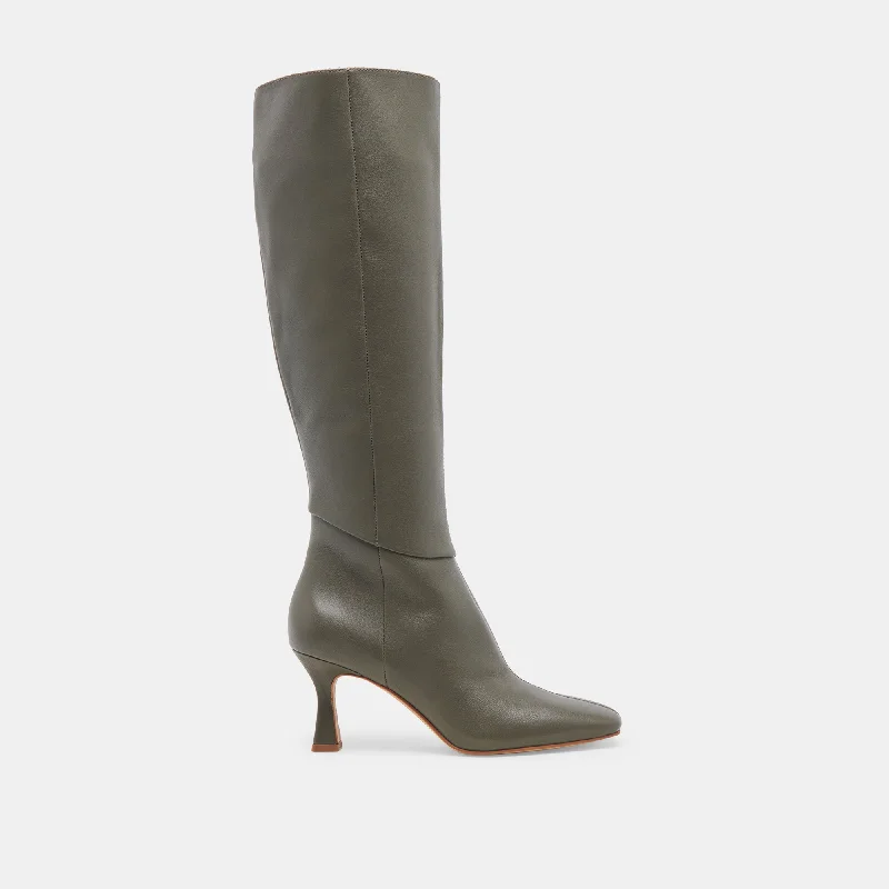 Glamorous Fashion Offers GYRA BOOTS DARK OLIVE LEATHER