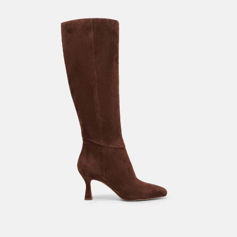 Fresh Fashion Discounts GYRA WIDE CALF BOOTS DK BROWN SUEDE