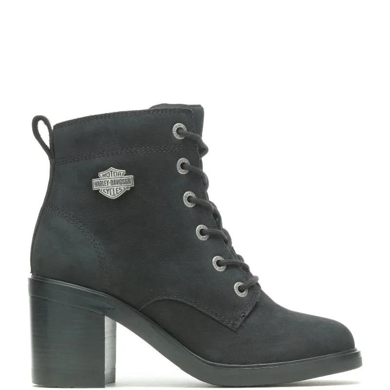 Latest Trends Harley-Davidson Corby Lace D15000 Womens Black Leather Ankle & Booties Boots