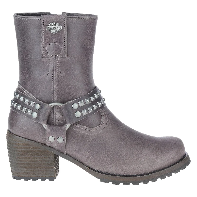 Everyday Shoes Promotion Harley-Davidson Tamori Harness D84671 Womens Gray Leather Motorcycle Boots