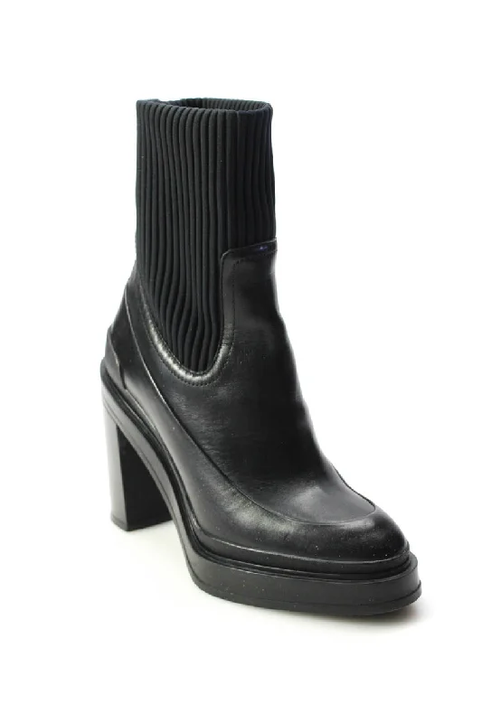 Fresh Fashion Discounts Hermes Womens Vandale Ribbed Neoprene Block Heel Pull On Ankle Boots Black