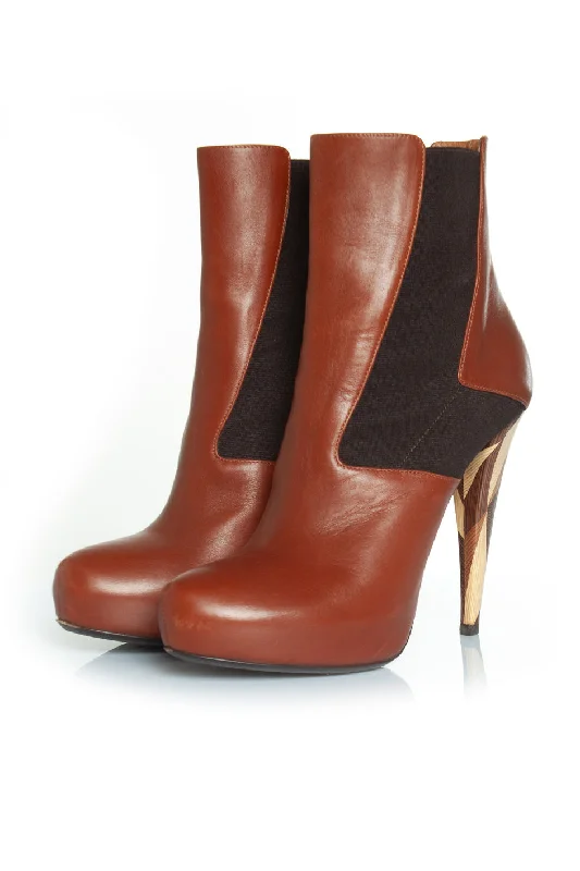 Sleek Versatile Footwear hidden platform boots in cognac leather