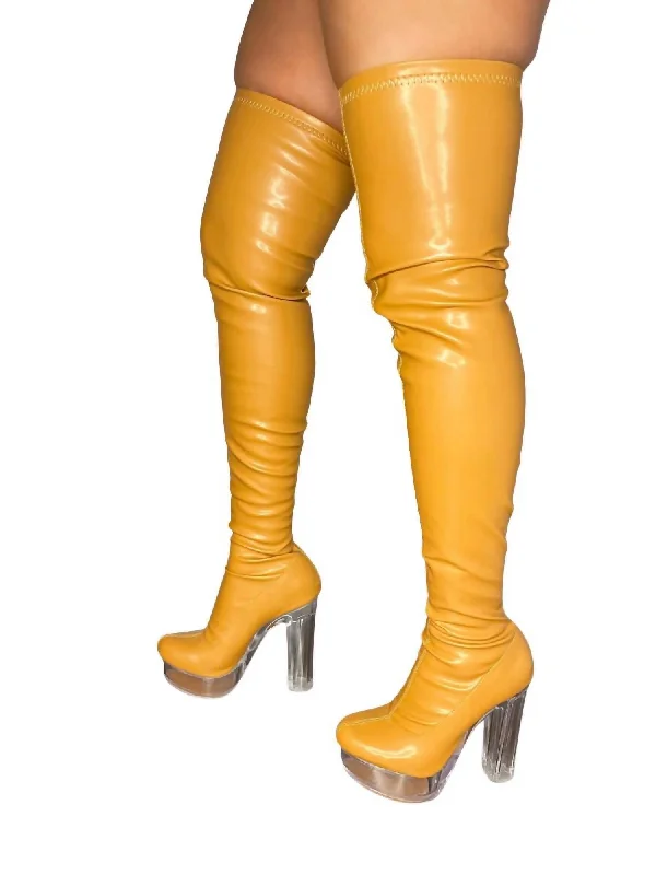 Comfortable Breathable Running Shoes Ice Over The Knee Boots In Tan