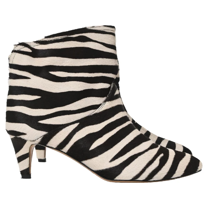 Premium Casual Footwear Isabel Marant Zebra Ankle Boots In Animal Print Ponyhair