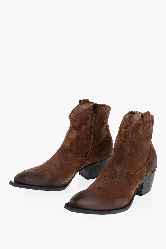 Effortless Slip-On Shoes Je T'aime Suede Betty09 Western Booties 6Cm